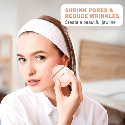 Miniatura 5 de Leeshine Rodillo de hielo en bola para cara y ojos - Herramientas de cuidado de la piel facial con un rodillo grande y estuche de transporte. Regalo