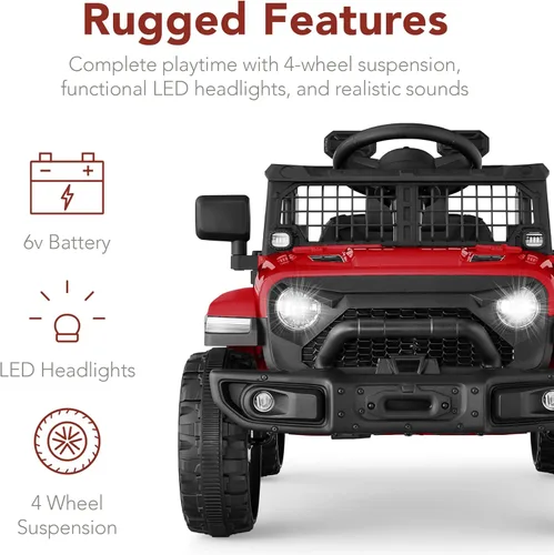 Miniatura 6 de Productos de la mejor elección, vehículo de juguete de paseo de 6 V para niños, mini camioneta, auto eléctrico de juego con control remoto para Rojo