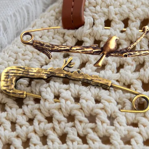 Miniatura 5 de Extra Large Safety Pins Vintage Crystal Tree Leaf Branch Brooches Big Alloy Heavy Duty Sweater Shawl Clip Brooch Pin for Clothing Dress Skirt Hat