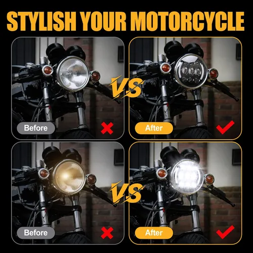 Miniatura 4 de SUPAREE Faro delantero LED para motocicleta de 5.75 pulgadas con halo DRL y señal de giro Plug & Play de 5-3/4 pulgadas Faro delantero de proyección