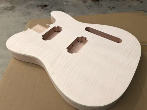 Miniatura 5 de Cuerpo de guitarra eléctrica sin terminar, en blanco, llama de caoba, chapa de arce, perno de cuerpo de guitarra en reemplazo de proyecto