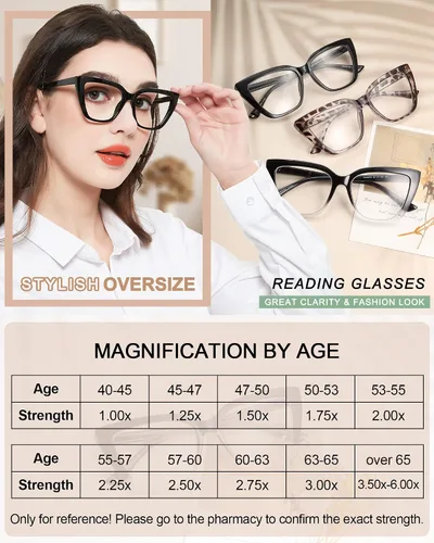 Miniatura 5 de MARE AZZURO Gafas de lectura de gran tamaño para mujer, lectores grandes de ojo de gato 1.0 1.25 1.5 1.75 2.0 2.25 2.5 2.75 3.0 3.5 4.0 5.0 6.0