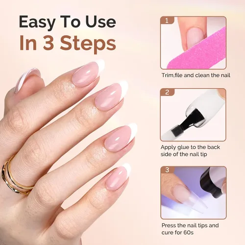 Miniatura 6 de MelodySusie Pegamento de uñas de gel 9 en 1 sin TPO para puntas de uñas postizas, 2 unidades de 0.5 fl oz de luz UV de larga duración requerida