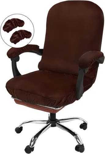 Miniatura 7 de NeColorLife Funda de terciopelo para silla de oficina con fundas para reposabrazos, funda elástica para silla de computadora de escritorio