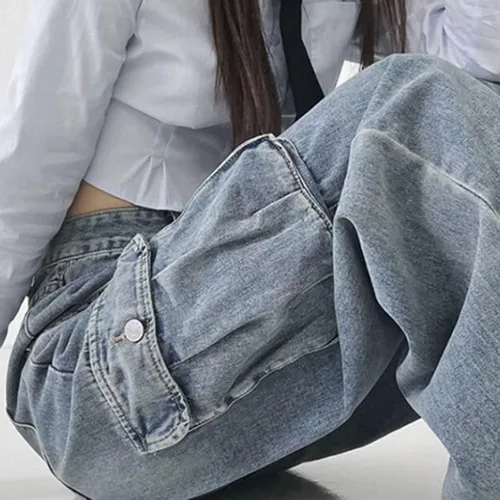 Miniatura 4 de Pantalones vaqueros holgados Grunge Y2K Emo Alt Cargo Pant Fairycore Demin Ropa de pierna ancha Pantalones deportivos Hiphop Streetwear