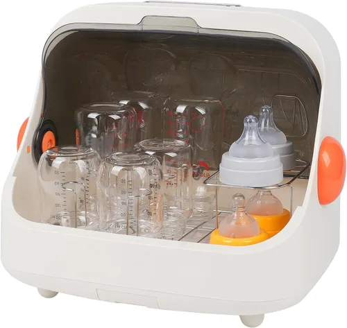 Miniatura 10 de Tendedero Transparente para Biberones con Tapa Doble y Bandeja de Drenaje Removible Caja de Almacenamiento para Biberones a Prueba de Polvo, Azul