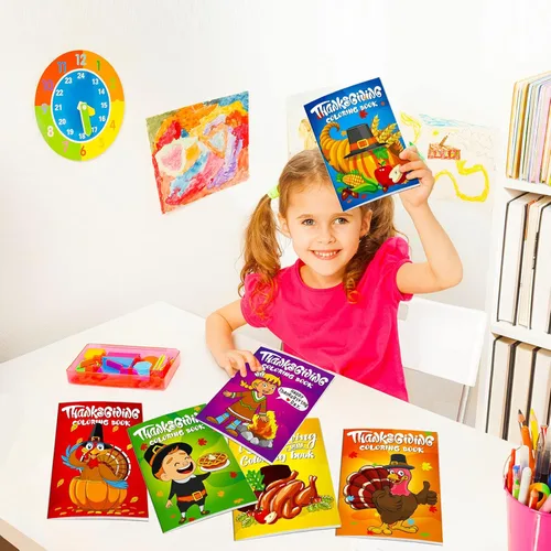Miniatura 2 de Omgouue 36 piezas de libros para colorear de Acción de Gracias para niños, lindo libro para colorear de Acción de Gracias para niños de todas
