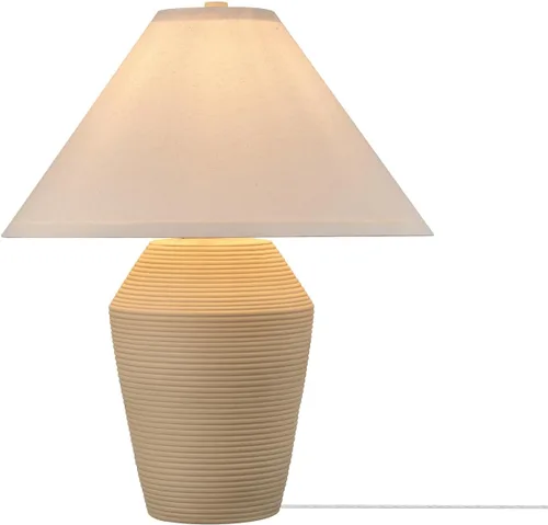 Miniatura 10 de GLOBE Electric 65922 - Lámpara de mesa de 20 pulgadas, acabado de hormigón acanalado, pantalla de lino blanco