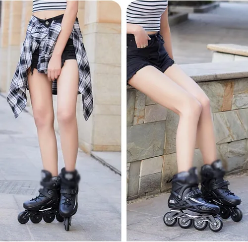 Miniatura 6 de Patines de ruedas – Patines en línea profesionales negros para adultos, estilo libre, cómodos para mujeres y adolescentes Blanco