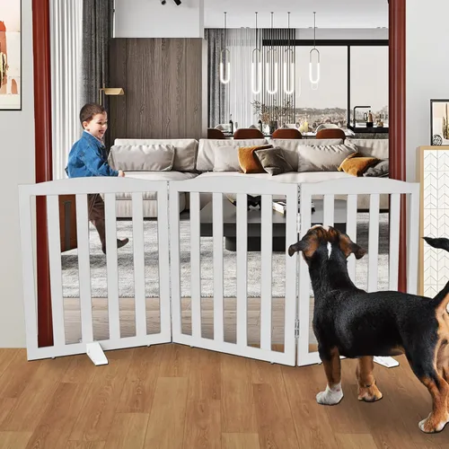 Miniatura 17 de Puerta para Perros Independiente para Interiores, Puerta para Perros Plegable, Puertas para Mascotas para Entradas, Escaleras o Pasillos, Puerta