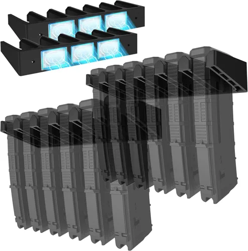 Miniatura 9 de Soporte de pared PMAG estándar de ABS sólido 6X, soporte de mag, estante de almacenamiento de revistas caseras Negro