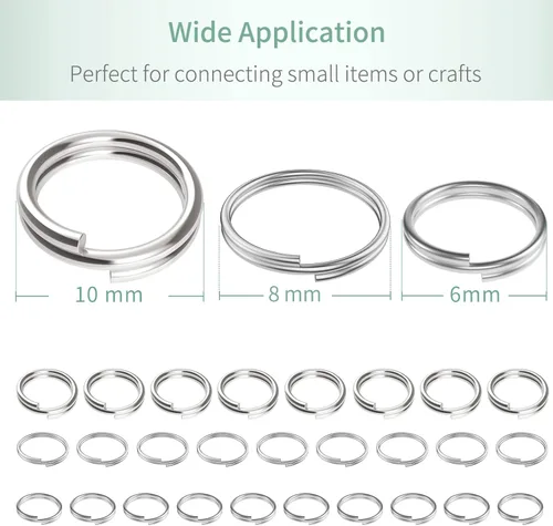 Miniatura 7 de Uniclife 500 mini anillos de metal de 0.236 pulgadas para joyas, collares, pulseras, aretes y adornos de manualidades Bucles dobles