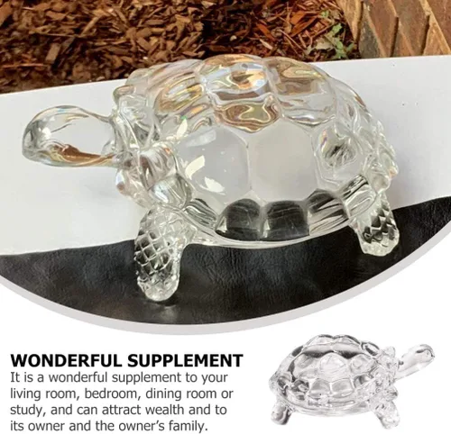 Miniatura 6 de WINOMO Estatua de tortuga de cristal Feng Shui, tortuga de cristal transparente para decoración de acuario, paz, prosperidad y energía positiva