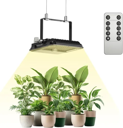 SANSI Luz LED de crecimiento regulable, 3000K 5000K 660nm 730nm espectro completo 45W (equivalente a 340W) con control remoto, temporizador de