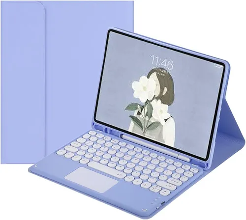 Miniatura 13 de Funda de teclado para Galaxy Tab A8 de 10.5 pulgadas, modelo 2022 SM-X200/X205/X207, teclado táctil, teclado Bluetooth, linda llave redonda, teclado