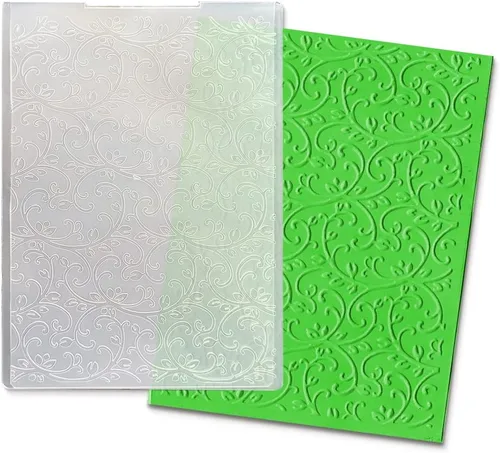 Miniatura 8 de ALIBBON Carpetas de plástico con fondo de flores para hacer tarjetas, carpetas de estampado con marco de flores para álbumes de recortes, carpetas