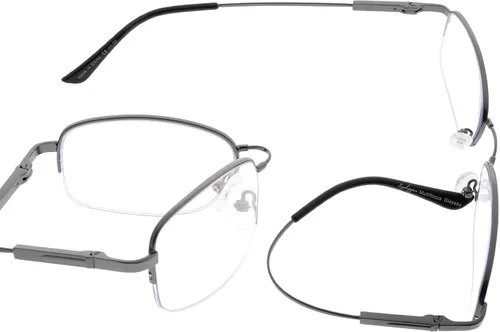 Miniatura 3 de Eyekepper Lentes de lectura progresivos con protección UV de medio borde, 3 niveles, multienfoque, para hombres y mujeres, marco de memoria flexible