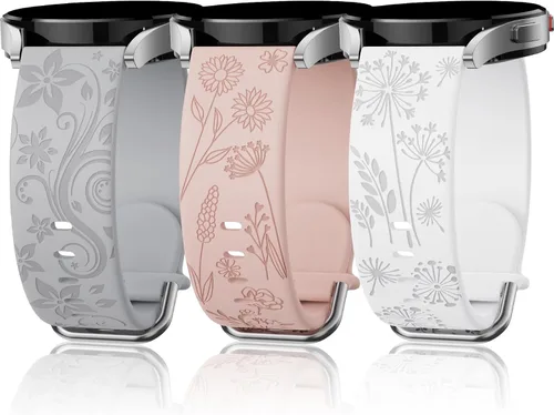 Miniatura 8 de Flower Engraved Bands Compatible with Samsung Galaxy Watch 7/ FE/ 6/5/ 4/ Active 2 40mm 44mm/ 5 Pro 45mm/ Watch 6/4 Classic 43mm 47mm 42mm 46mm, 3
