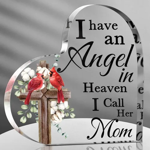 Karenhi Regalo conmemorativo cardenal de 4 pulgadas para la pérdida de mamá, decoración de recuerdo de condolencias con pájaro rojo, regalo de duelo
