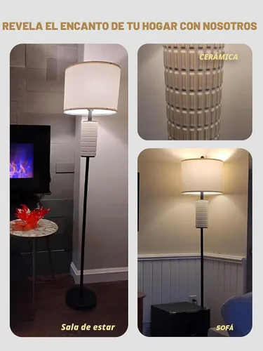 Miniatura 3 de PoKat Lámpara de pie de granja para sala de estar con cerámica, lámparas de pie negras de 64 pulgadas para esquina de sala de estar, lámparas de pie