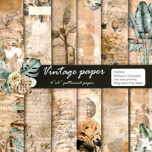 Miniatura 6 de BLEDS Papel para álbum de recortes, 24 hojas de papel para hacer tarjetas artesanales, bloc de 6x6 pulgadas, impresión de un solo lado, suministros