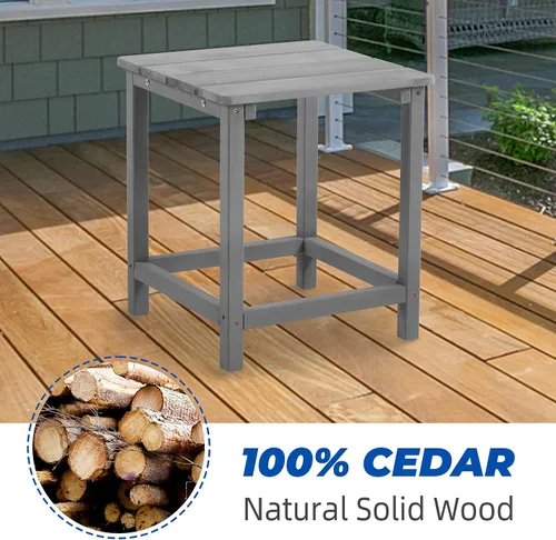 Miniatura 5 de Mesa auxiliar de madera para exteriores, mesa auxiliar de jardín para patio, mesa de centro para interiores o exteriores