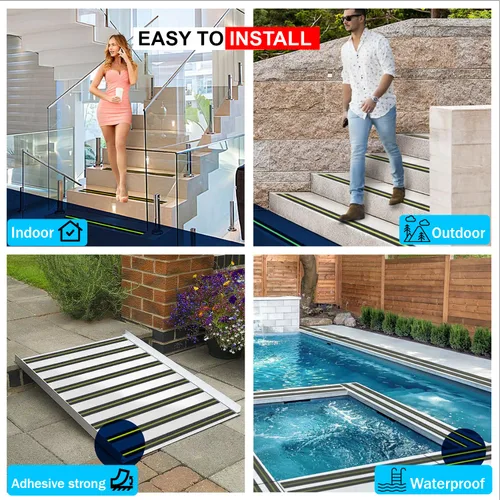 Miniatura 2 de Chesk Cinta de agarre para escaleras – Cinta de agarre negra que brilla en la oscuridad de 2 pulgadas x 30 pies – Peldaños de escalera adhesiva