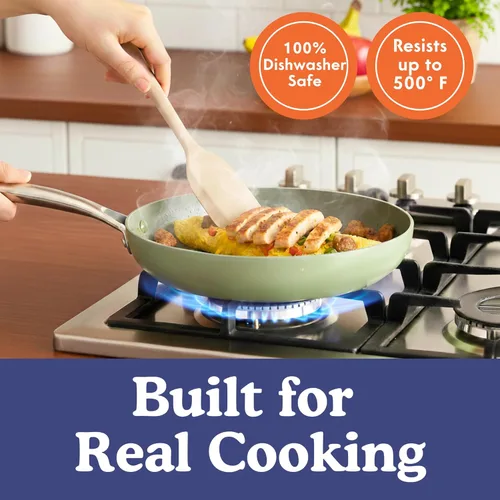 Miniatura 6 de Juego de 8 utensilios de cocina de silicona de platino no tóxico – Cucharas y espátulas de cocina antiarañazos, 100% libre de plástico, núcleo