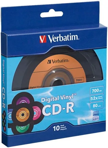 Miniatura 7 de Verbatim 94439 CD-R de 80 minutos, 52X, con superficie digital de vinilo. Paquete de 10 unidades en cajas estrechas. marcado Azul