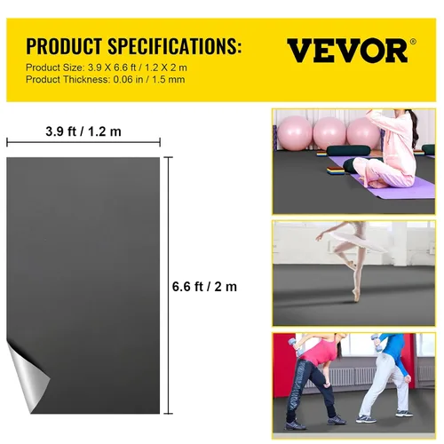 Miniatura 7 de VEVOR Pista de baile, rollo de pista de baile de 6.6 x 3.9 pies, pista de baile de vinilo de PVC de 0.06 pulgadas de grosor, pista de baile portátil