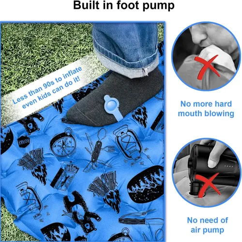 Miniatura 3 de Colchoneta inflable para niños, niños pequeños y jóvenes. Colchón de aire con bomba integrada, tapete de dormir ultraligero de 5 pies 5 pulgadas
