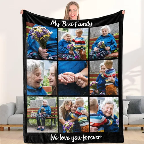 Miniatura 13 de Mantas personalizadas con collage de fotos y texto, hechas en Estados Unidos, mantas personalizadas con imágenes personalizadas para cumpleaños