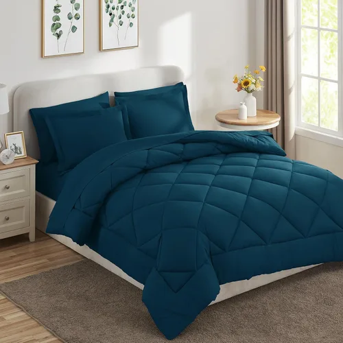 Miniatura 172 de CozyLux Juego de edredón tamaño King, color naranja quemado, toda la ropa de cama en una sola bolsa, 7 piezas: edredón, fundas de almohada