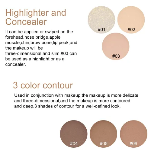 Miniatura 2 de evpct Paleta de contorno facial y resaltado, kit de maquillaje para principiantes, paleta de contorno para piel madura, base, corrector, bronceador