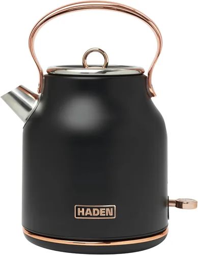 Haden Heritage 1.7 litros Hervidor Eléctrico de Acero Inoxidable, Hervidor de Agua Caliente para Té con Base de 360 Grados y Apagado Automático,
