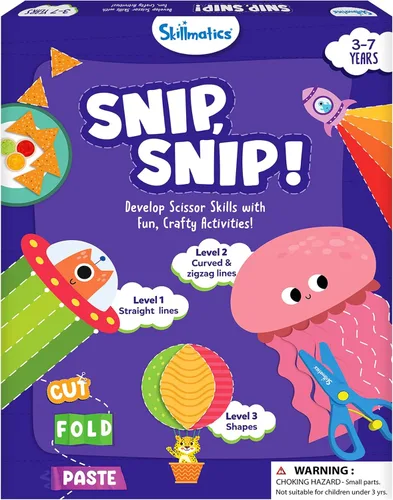 Skillmatics Libro de actividades de habilidades de tijera, recortar, 25 actividades de corte para preescolares, kit de manualidades de fieltro, 2