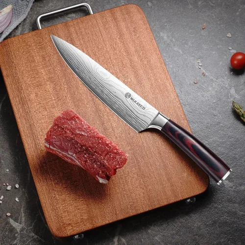 Miniatura 4 de Cuchillo de chef de 8 pulgadas, cuchillo de cocina afilado de acero inoxidable de alto carbono, cuchillo Gyuto mango ergonómico de madera, cuchillo