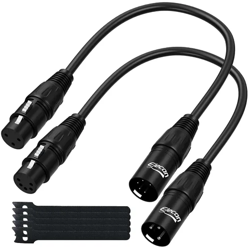 Miniatura 6 de Elecan Cable adaptador DMX DMX512 hembra a 3 pines XLR macho DMX Turnaround de 0.5 pies/2 unidades, transmisión de señal premium para micrófono