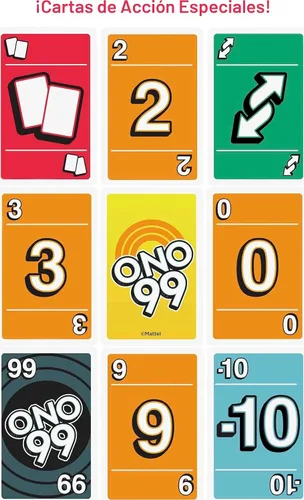 Miniatura 4 de Mattel Games Juego de cartas ONO 99 de The Makers of UNO para niños, adultos y familias, añade números y no pases más de 99