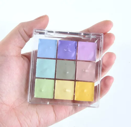 Miniatura 3 de 9 Wells - Caja de paleta de almacenamiento de pintura de plástico transparente, mini caja de paleta de pintura de viaje para pintura de acuarela