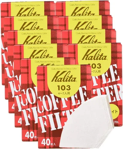 Karita Kalita - Filtro de papel de café, trapezoidal, para 4 a 7 personas, 103 papeles de filtro, 400 hojas (40 x 10), en caja, blanco, #15027,