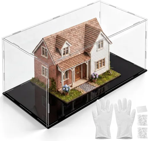 Miniatura 7 de Yungyan 1 paquete de vitrina de acrílico transparente autoensamblable, a prueba de polvo, escaparate de protección para figuras coleccionables