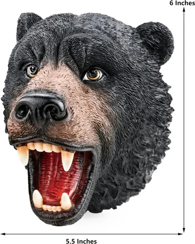 Miniatura 7 de Gemini&Genius Juguete de oso para niños, marioneta de mano de oso – Oso negro americano de goma suave Bruin Head juguete para juegos de rol, cuentos