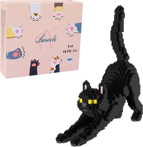 Miniatura 9 de Larcele Conjunto de animales de bloques de construcción micro para gatos, mini ladrillos de juguete de construcción 3D, 1191 piezas KLJM-05