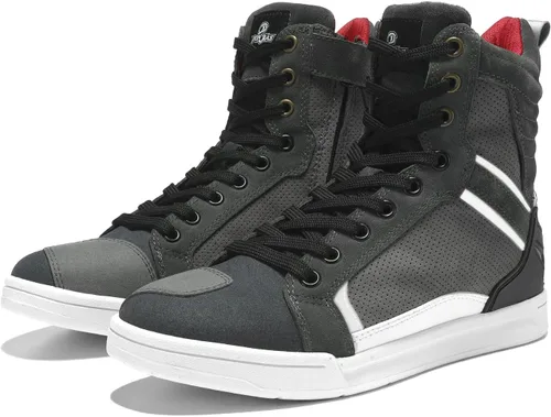 Miniatura 8 de BORLENI Botas de motocicleta para calle, zapatos de conducción antideslizantes, para senderismo al aire libre, trabajo, zapatos de trabajo