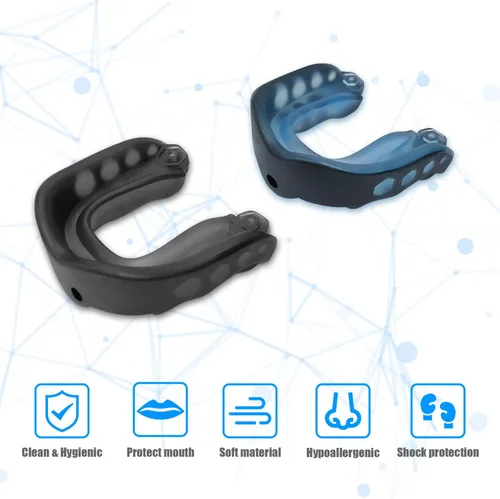 Miniatura 2 de Paquete de 2 protectores bucales de fútbol, protector bucal deportivo para fútbol juvenil con correa y caja de baloncesto, protector bucal deportivo