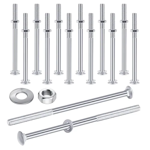 Miniatura 18 de Zonon Juego de 12 pernos de carro de 1/2 x 4 pulgadas, negro galvanizado, incluye arandelas resistentes a la corrosión y tuercas para accesorios