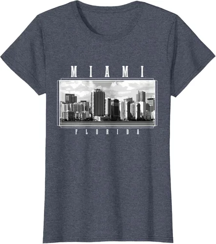 Miniatura 10 de Miami Skyline Florida Pride Vintage Miami Camiseta, Negro