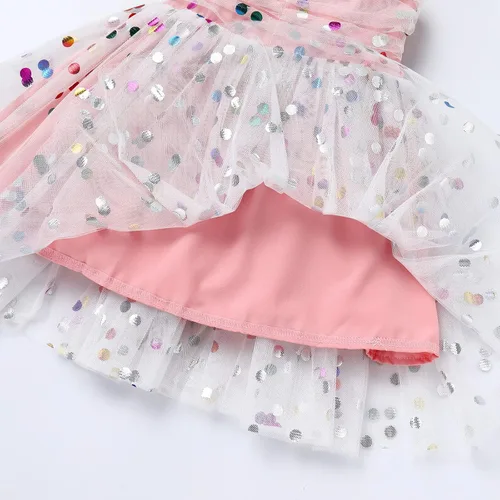Miniatura 7 de IMEKIS Vestido de princesa de cumpleaños para niña pequeña, confeti brillante, bohemio, arcoíris, cake smash, sesión de fotos, conjunto para 1-6T