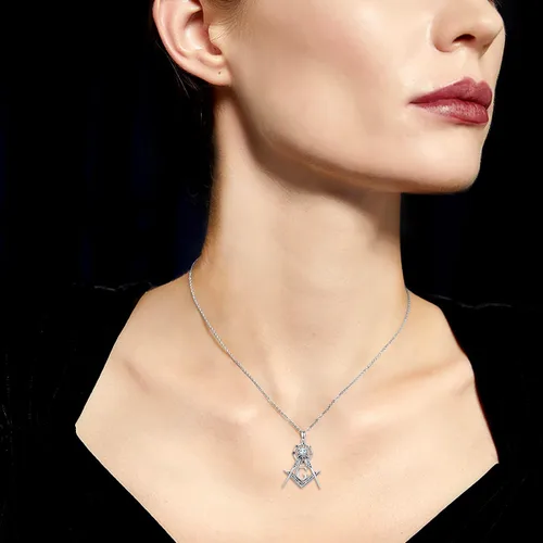 Miniatura 15 de PROESS Collar de plata de ley con colgante de montaña y sol de semilla de mostaza/masónico/brújula para mujeres y hombres, collar con colgante